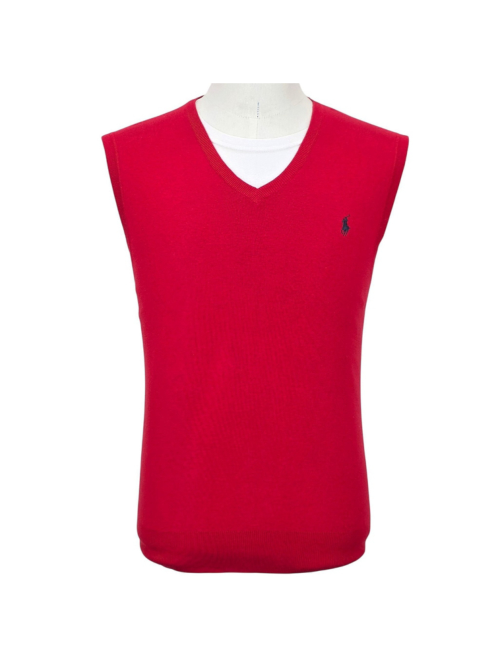 Polo Ralph Lauren Men's L Red Pima Cotton V-Neck Sweater Vest Pony Taiwan